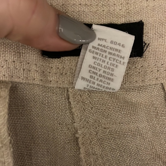 Charter Club Linen Trousers Pants Cropped Classic Fit Size 16 Tan Wide Leg - Picture 7 of 7